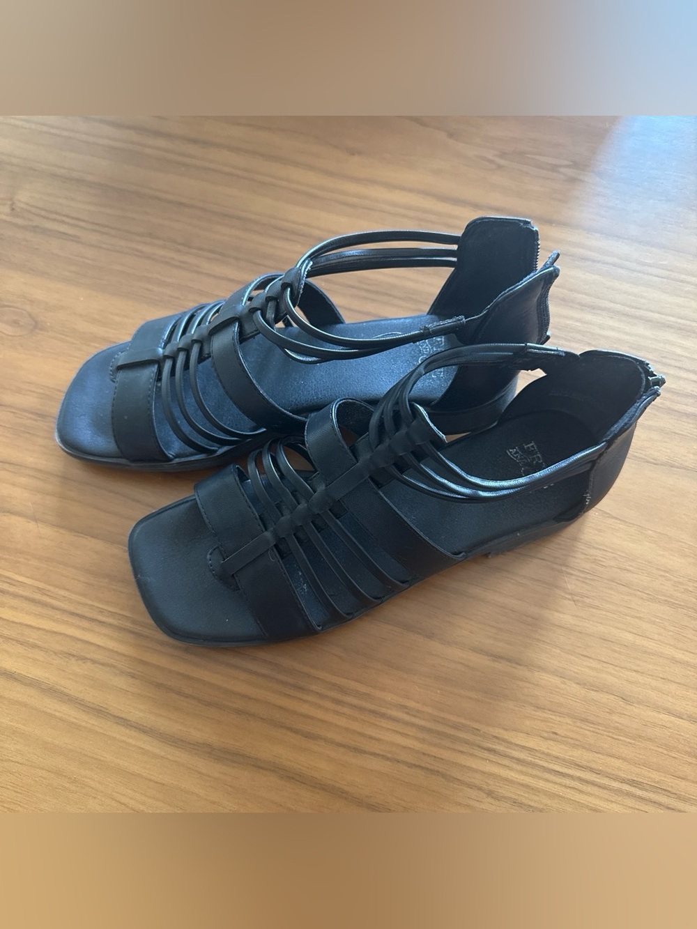 Frye Black Strappy Square-Toe Sandal